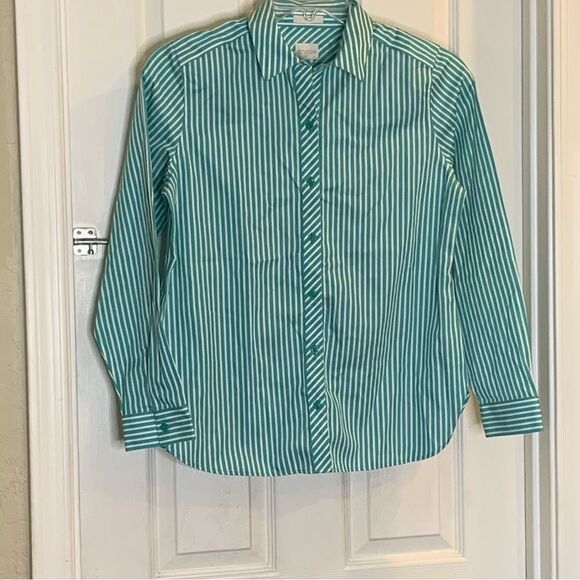 Chicos No Iron Stretch Stripe Shirt Size 0/XS - Picture 5 of 14
